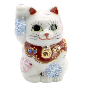 九谷焼 下野邦子 九谷焼招き猫（右手金運招き猫）5.7号下絵イッチン華