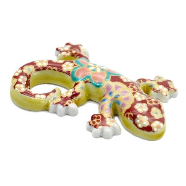 九谷焼ヤモリ 家守 小梅ちらし（しっぽ右巻き）YA-11