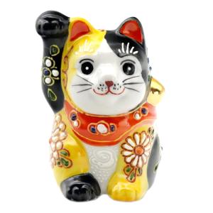 九谷焼 2.7号お祈り猫 黄盛 招き猫 新品 2.7号 お祈り猫 黄盛