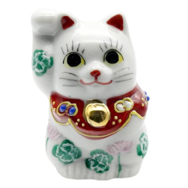 九谷焼 招き猫（右手金運招き猫）1.5号クローバー