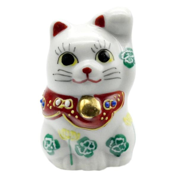 九谷焼 招き猫（左手人お客招き猫）1.5号クローバー