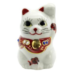 九谷焼 九谷焼招き猫（左手人お客招き猫）7号白盛 : 北山堂 - 通販