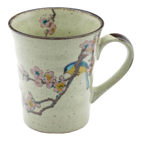 九谷焼 北山堂ラッパマグカップ 梅に鳥（内側柄なし）