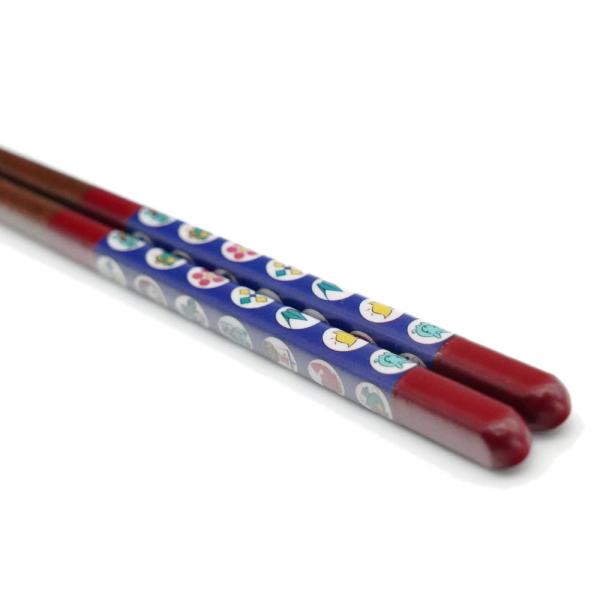 青郊窯 九谷色絵若狭塗箸 丸紋宝紋（赤 21cm）IC-10R