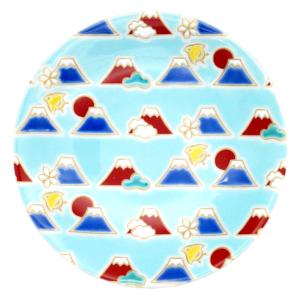 九谷焼 青風窯4号皿揃（5枚セット） 瓔珞紋時代画風SH-01 : 北山堂