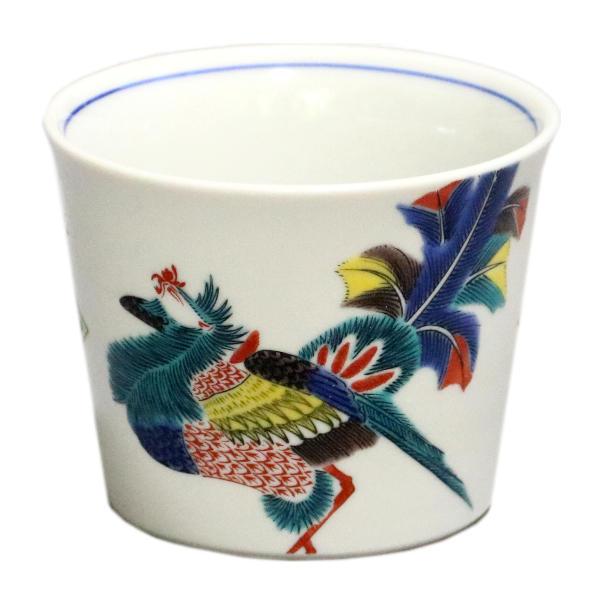 ＼在庫限り／ 九谷焼 青郊窯猪口（そば猪口）古九谷色絵鳳凰文MCF-07