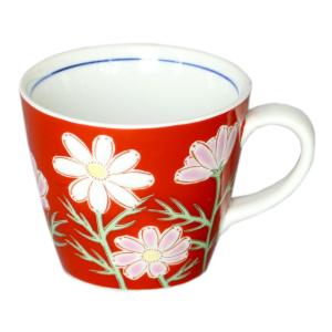 九谷焼 吉田美統【人間国宝】九谷焼ぐい呑み 金襴手花唐草 赤