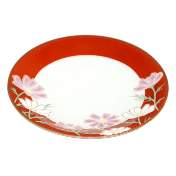 九谷焼 青郊窯4.6号皿 コスモス  四季の花SK-429