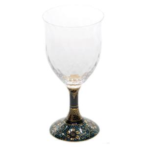 九谷焼 ＼在庫限り／ 九谷焼 ワイングラス（大/格子）金花詰 : 北山堂