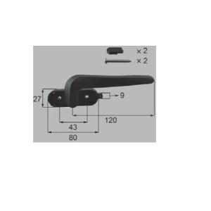 LIXIL新日軽ビル部品 ハンドル・クレセント・締り錠等：ハンドルセット