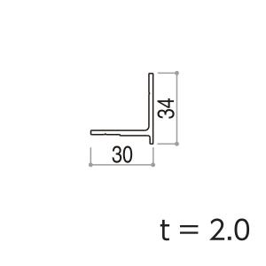 YKKAPガーデンエクステリア 汎用形材 アングル：外形寸法30×34　長さ：5990｜hokusei