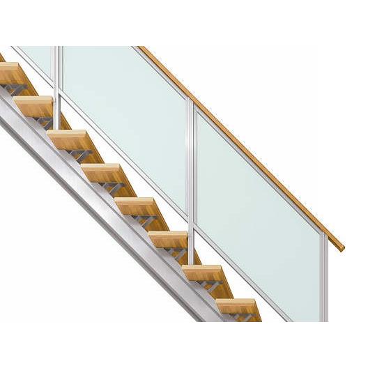 YKKAPアルミインテリア オープンリビング階段 桁タイプ[直線階段] 両側手すり フレーム： 上り...