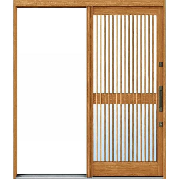 YKKAP玄関 玄関引戸 れん樹[伝統和風] 内片引込み戸[ランマ無] A03[木目柄]：単板ガラス...