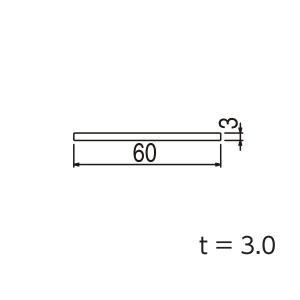 YKKAPガーデンエクステリア 汎用形材 フラットバー・パネル：フラットバー 外形寸法L60　長さ：3970｜hokusei