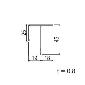 YKKAPガーデンエクステリア 汎用形材 廻り縁：Ｊ型廻り縁(ハネ付き) ４５×３７　長さ：3970｜hokusei