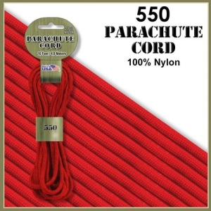 【 カラー：Red 】550 Parachute Cord , 耐加重250Kg アメリカ製 Pepperell 社製 / 1m