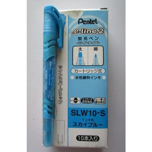 ※※ SLW10-S(スカイブルー/ツインタイプ)いまだけ4本セット　ぺんてる 蛍光ペン【未使用/筆...