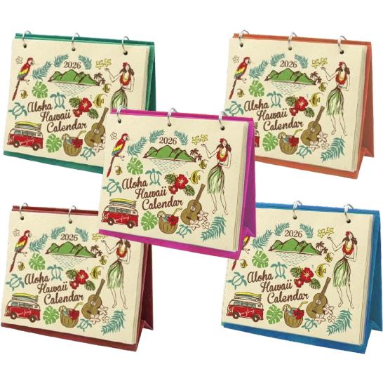 ハワイアン雑貨 カレンダー 2026年 手漉きカレンダー 卓上カレンダー  デスクカレンダー アロハ...