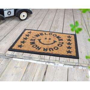 スマイル 玄関マット ラバーコイヤーマット インテリア ハワイアン雑貨 ココナッツ にこちゃん(ウェ...