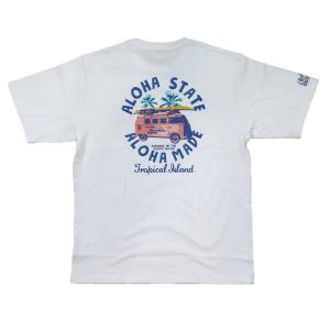 半袖 Tシャツ メンズ  アロハメイド ハワイ (ホワイト) ハワイアン雑貨 ワーゲンバス メール便対応可 サーフブランド ハワイアン 雑貨
