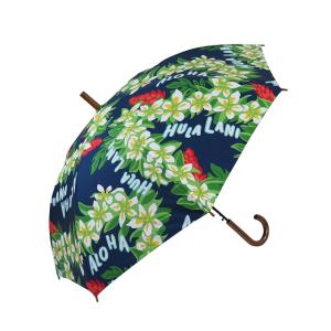 ハワイアン 傘 フララニ ワンタッチ傘 晴雨兼用 長傘 UVカット アンブレラ (NVY-2) ハワイアン雑貨 サーフブランド ハワイ