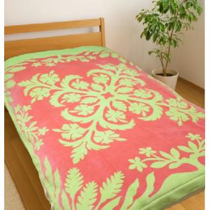 ハワイアンキルト タペストリー 105cm モンステラ ライトマリンブルー