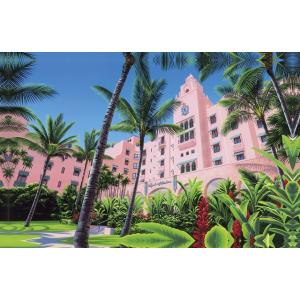 ハワイアン雑貨 インテリア ハワイアン 雑貨 栗山義勝氏 キャンバス パネル絵 (ピンク・パレス/ロ...