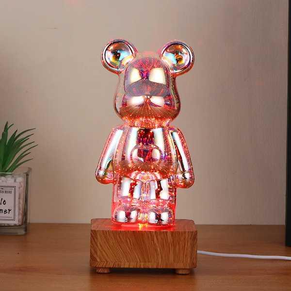 LEDナイトライト3D bear 色変更テーブルランプ USB雰囲気 ロマンチックな雰囲気 寝室 リ...
