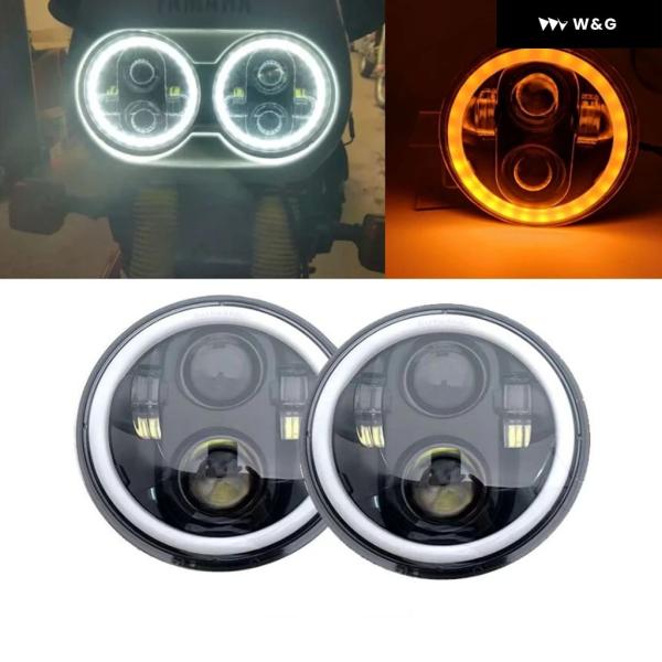 2個 5.75インチ LED ヘッドライト プロジェクター ロケットIII 3スピードトリプル スト...