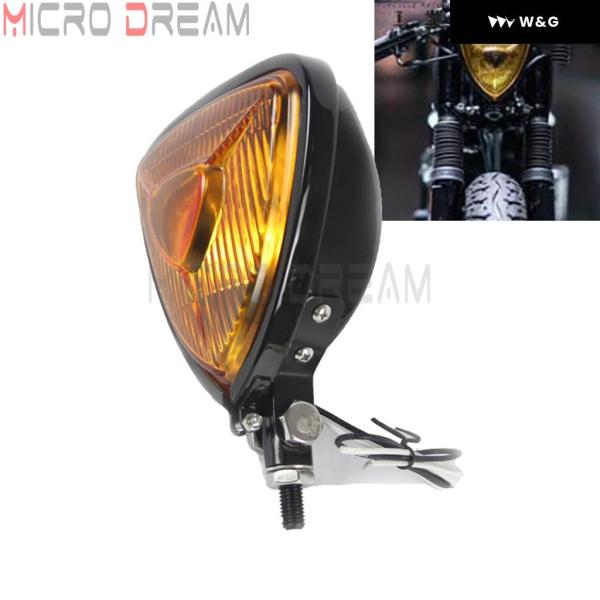 並行輸入品オートバイ バイク 12V 55W ヴィンテージヘッドライト レトロ トライアングル イエ...