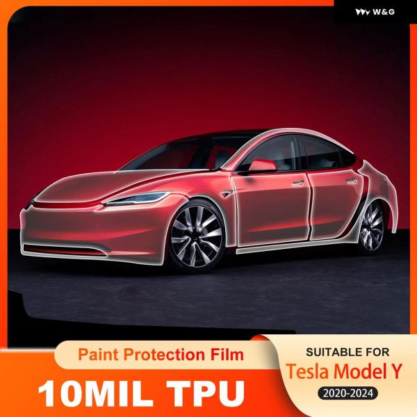 10ミルTPU傷防止カーペイント フィルム テスラ モデルY 2020-24クリアブラPPF
