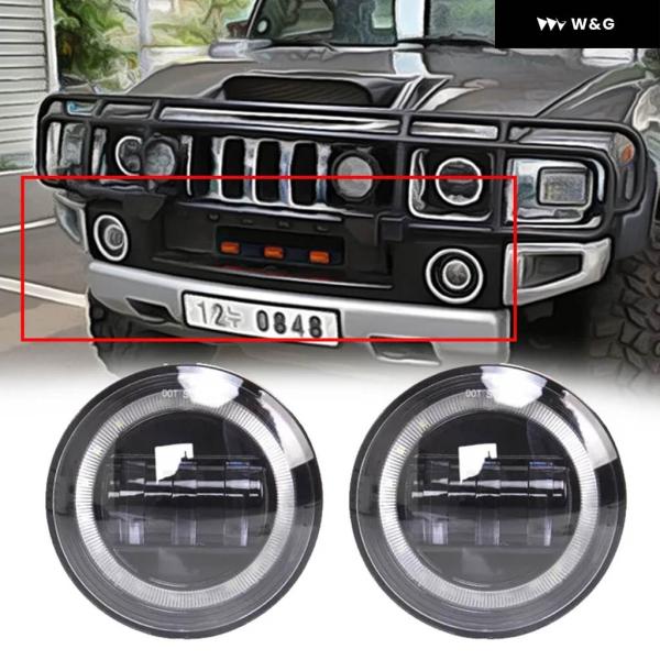 4インチラウンドLED フォグランプ ヘッドライト 30Wプロジェクターレンズ HALO DRLラン...