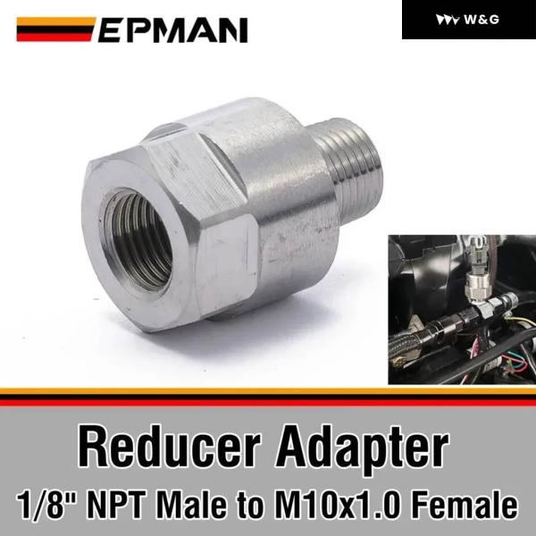 1/8インチ NPTオス - M10X1.0メス ステンレス 油圧 ゲージ フレアユニオン アダプタ...