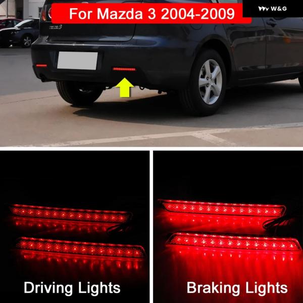 12V 防水 LED リア バンパー リフレクター ランプ テールブレーキ ハザード灯 マツダ 3 ...