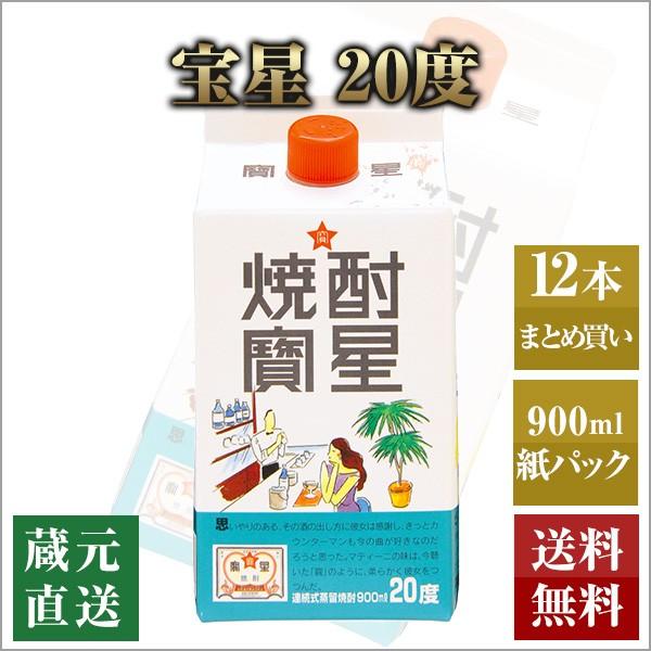 甲類焼酎 宝星 20度 紙パック 900ml 12本セット 本坊酒造 焼酎ハイボール 送料無料