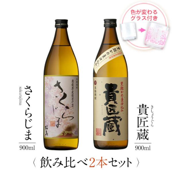 飲み比べセット ギフト グラス付き さくらじま 貴匠蔵 2本 セット 焼酎 誕生日 プレゼント 贈り...