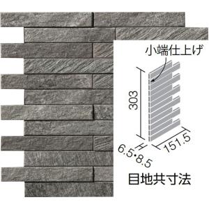 エコカラットプラス ルドラNX　 ECP-2515TNA/LDN3（ダークグレー）［シート］ 25×151角片面小端仕上げ（短辺）ネット張り（出隅用） 屋内壁タイル｜home-design