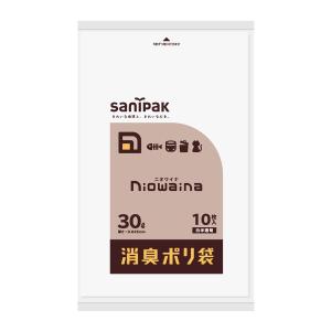 (あわせ買い1999円以上で送料お得)日本サニパック SS30 ニオワイナ 消臭袋 白半透明 30L 10枚入