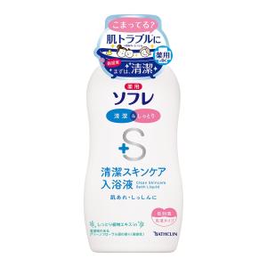 【あわせ買い1999円以上で送料お得】バスクリン 薬用 ソフレ 清潔 スキンケア 入浴液 清潔感のあるグリーンフローラル調の香り 本体 720ml｜home-life