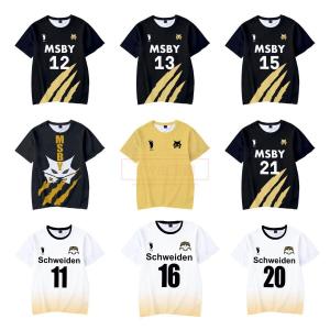 ハイキュー!!Haikyuu!! 風黒狼隊 カジュアル服夏半袖 Tシャツ男女兼用 い ラウンドネック上着 大人服