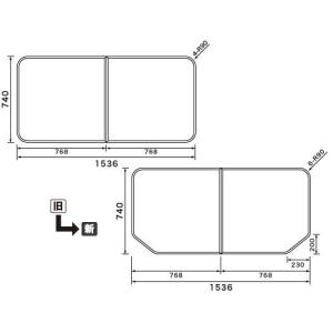 お風呂のふた パナソニック （松下電工 ナショナル） 組みふた 風呂ふた RLA74KF11 RLD74KF11（廃盤の為代替品 GTD74KN11）740×1536mm｜homematerial