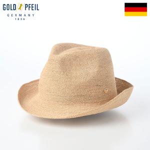 GOLD PFEIL ラフィアハット 春夏 帽子 メンズ レディース スベリの洗えるラフィアハット ナチュラル