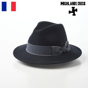 HIGHLANDS CROSS フェルトハット 中折れハット 秋冬 メンズ レディース 父の日 カジュアル Malcolm Wool Hat 003（マルコム ウールハット） ネイビー｜homeroortega