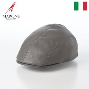 MARONE 【CAPクーポン】MARONE レザーハンチング帽 本革 帽子 メンズ