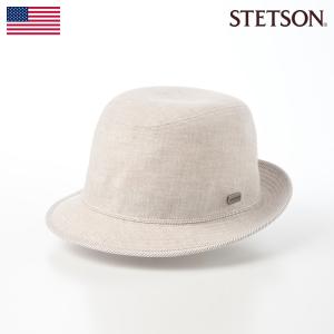 P2倍 STETSON 帽子 サファリハット バケットハット スナップブリム つば短め メンズ SLUB BORDER SAFARI（スラブボーダー サファリ）SE193 ベージュ｜メンズハット・帽子専門店 時谷堂