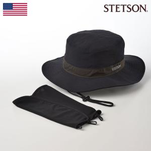 STETSON 帽子 父の日 サファリハット 日除け付き メンズ レディース 春 夏 秋 冬 撥水 外仕事 虫よけ 大きいサイズ SUNSHADE SAFARI SE647 ブラック｜homeroortega