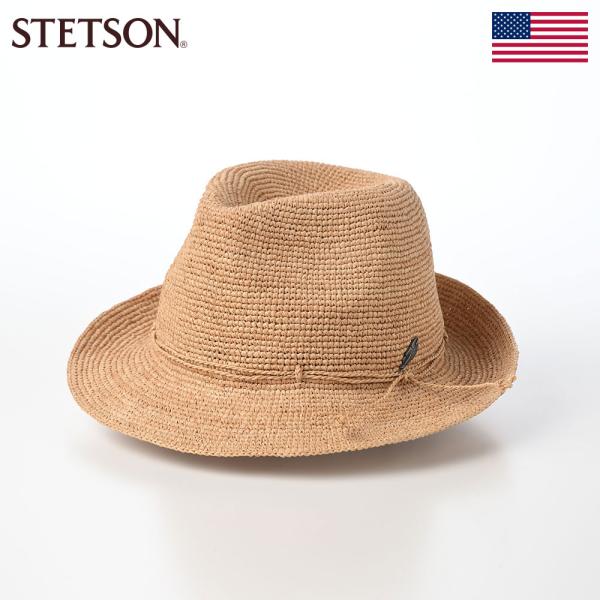 STETSON 帽子 中折れハット ストローハット 麦わら帽 ステットソン SINGLE CROCH...