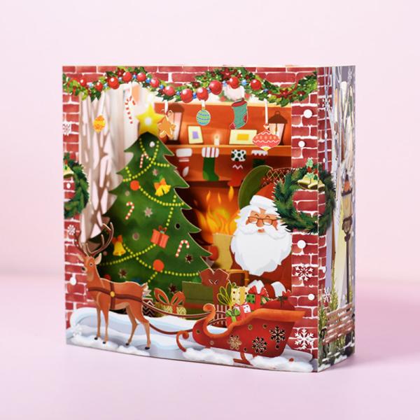 クリスマスカード 3D 立体 ボックス メッセージカード クリスマス ツリー サンタトナカイ かわい...
