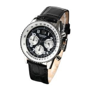 （正規輸入品）(グランドール)GRANDEUR 腕時計 JOSC028W1 メンズ 日本製 クロノグラフ ブラック（牛革バンド クオーツ 多針アナログ）｜homeshop