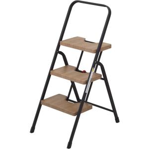 CBジャパン 脚立 踏み台 木目調 折りたたみ 3段 フォールディング ステップ 耐荷重100kg 室内外用 folding step 折り畳み時の厚みも約8.3cmとコンパクト